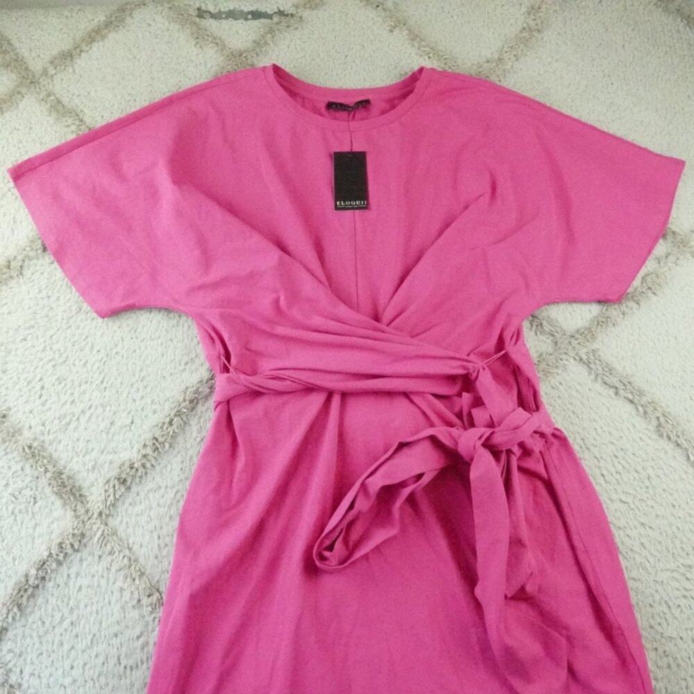 Eloquii Pink Tie-Front Dress Size 14 - Picture 4 of 15